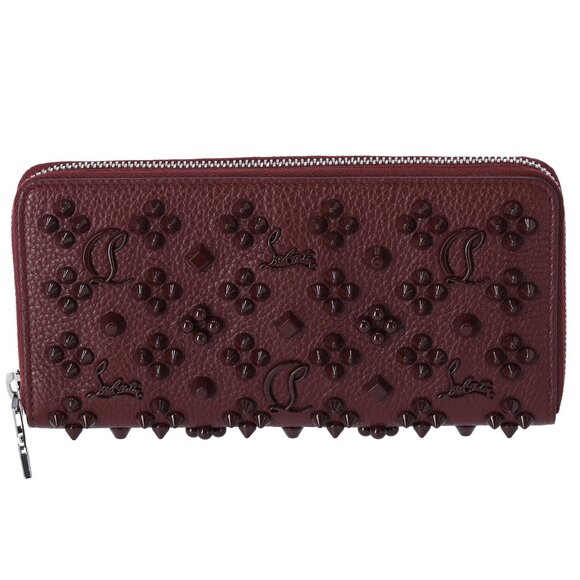 Christian Louboutin Panettone Studded Zip Around Wallet Burgundy